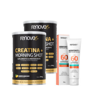 2 Potes de Creatina Monohidratada Morning Shot e Hidratante Facial — Suplementos