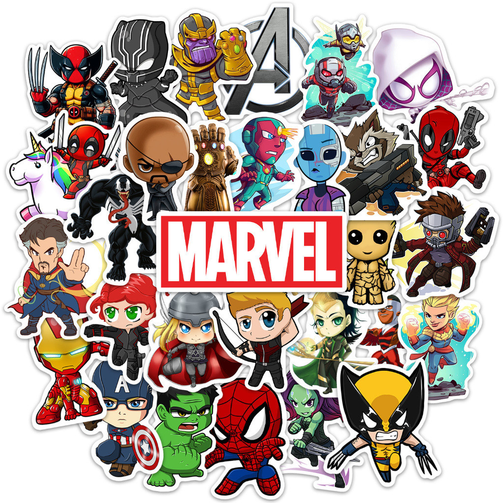 30 Adesivos Marvel Vingadores Para Cartela Stickers Caderno Notebook