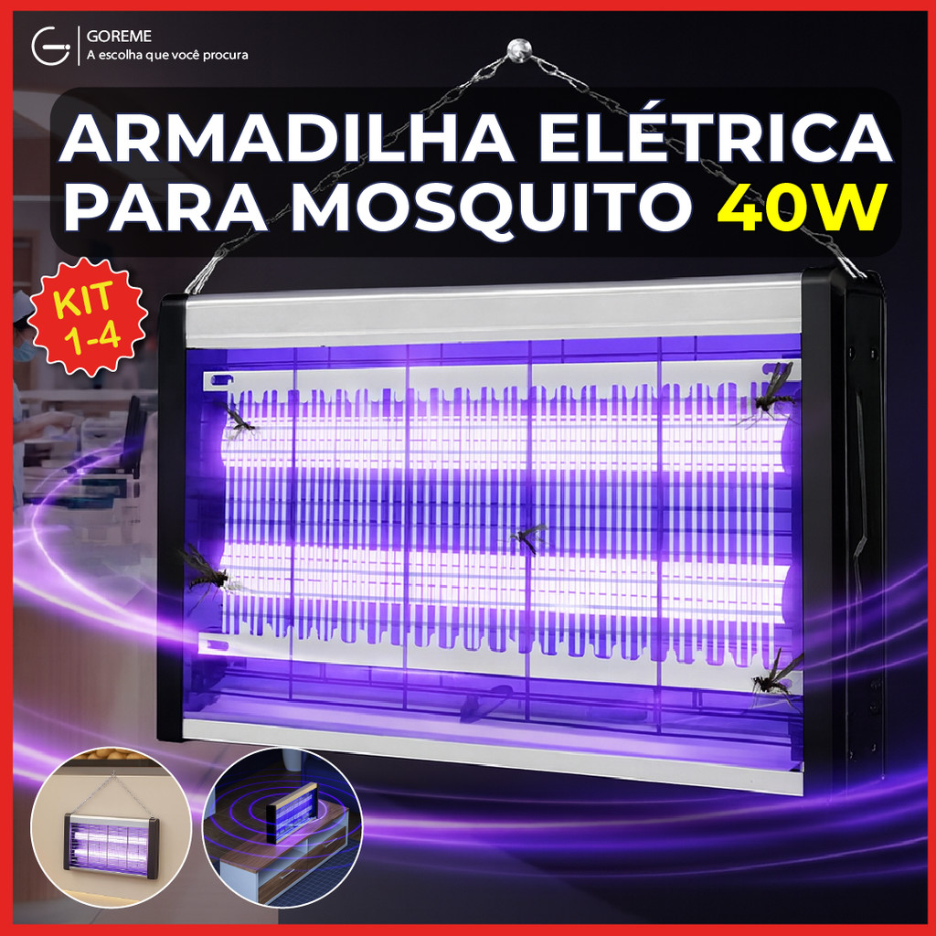 4 Armadilha Elétrica para Mosquito 40W Mata Insetos Luminária Led com — Decoração