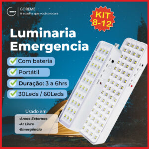8-12 Luminárias Emergência Lâmpada 30 ou 60 Leds Recarregável Bivolt — Decoração