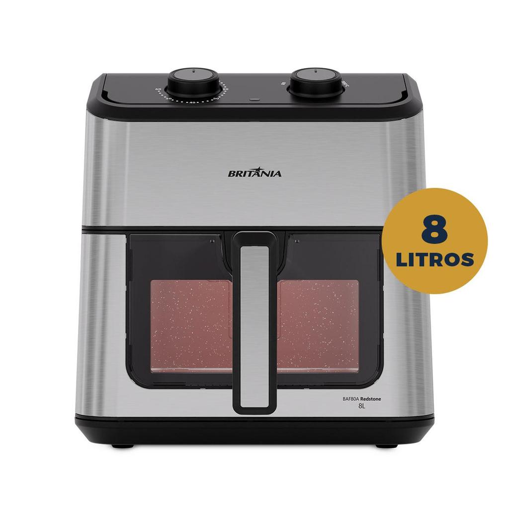 Air Fryer Britânia 8L Redstone Visor Glass BAF80A — Cozinha e Utensílios