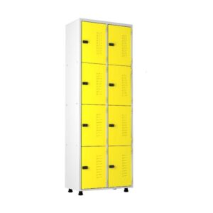 Armário Roupeiro Aço 8 Portas Academia Guarda Volume Amarelo