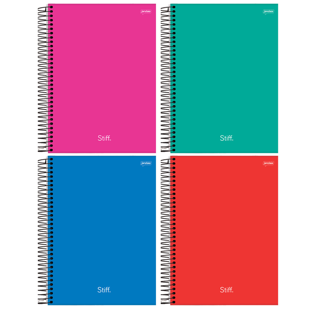 Caderno 10 Matérias 160F Cores Sortidas Stiff Slim 4 Unidades