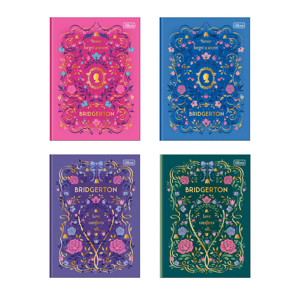 Caderno brochura capa dura colegial 10x1 160 folhas Bridgerton Tilibra