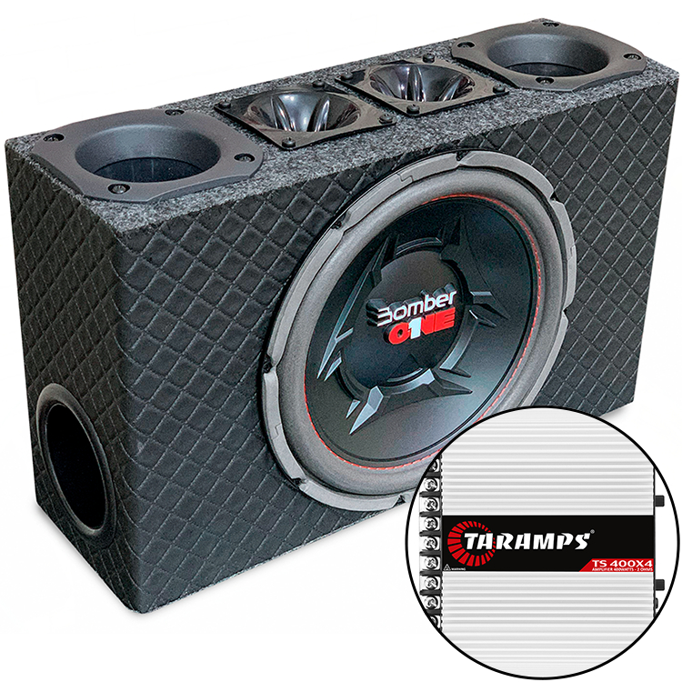 Caixa De Som Automotivo Trio Slim Subwoofer Grave Medio Agudo Modulo