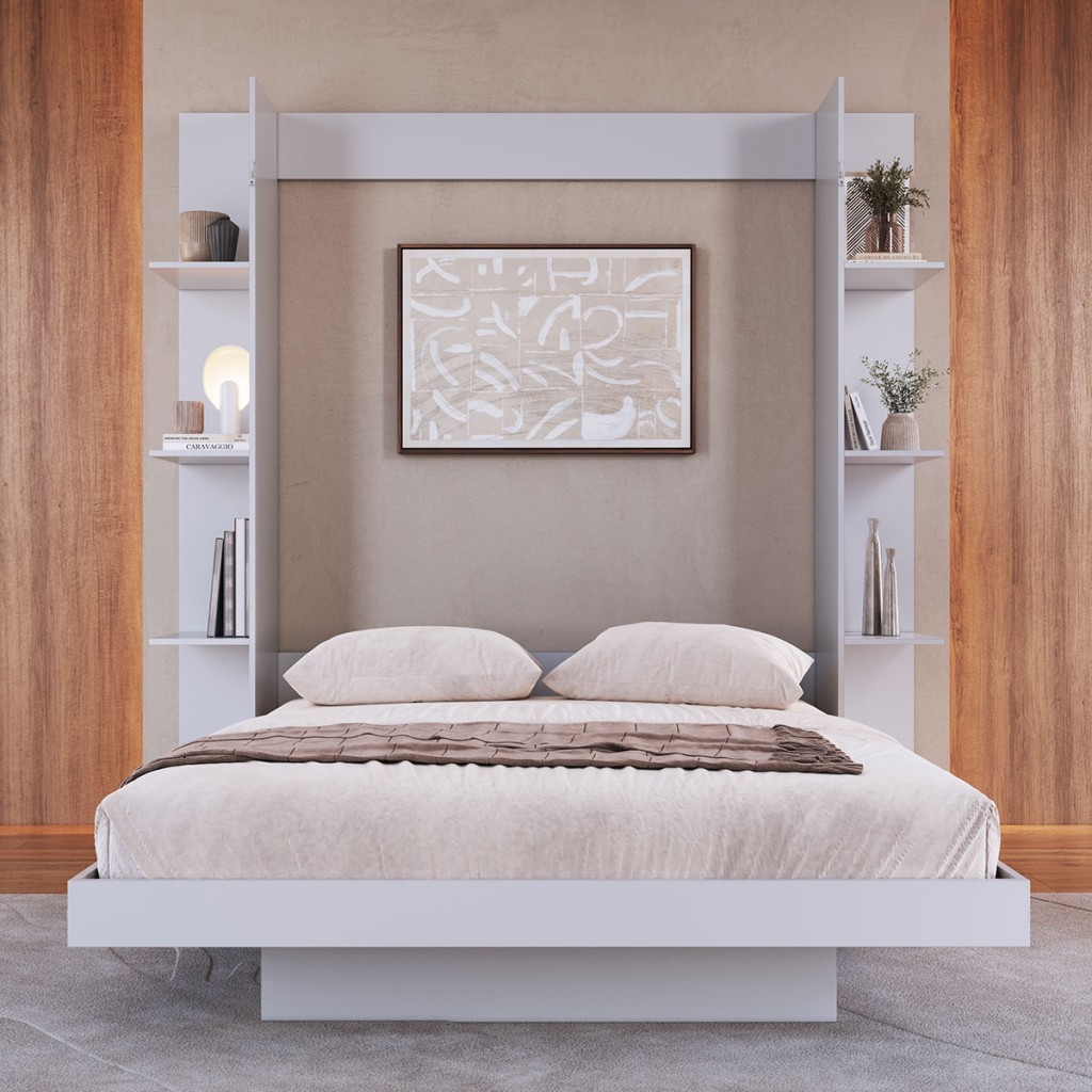 Cama Casal Vancouver Articulável 8 Prateleiras Branco Art In Móveis — Móveis