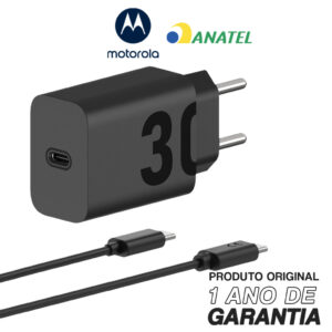 Carregador Portátil De Parede Motorola Turbo Power 30w Cabo Usb-C — Celulares e Acessórios