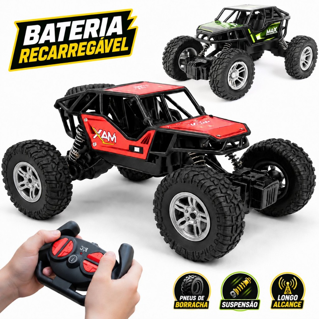 Carrinho Controle Remoto Grande Brinquedo Off Road Recarregavel — Games e Brinquedos