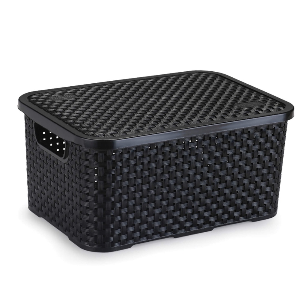 Cesto Organizador Eco Rattan com Tampa 8L Organização Decorativa Casa — Organização