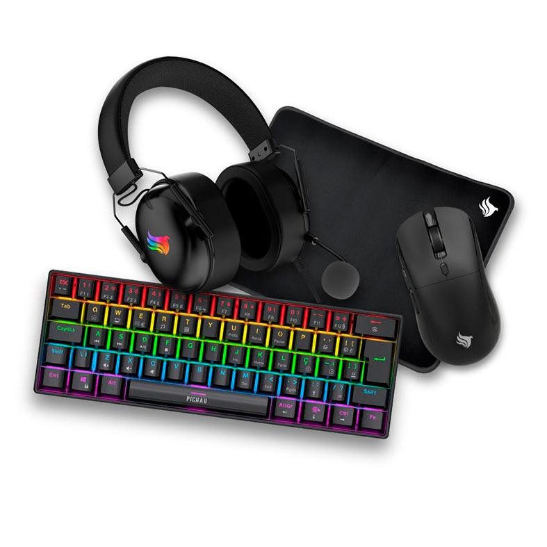 Combo Gamer Pichau Netuno V2 4x1, Teclado Mecanico ABNT2, Mouse