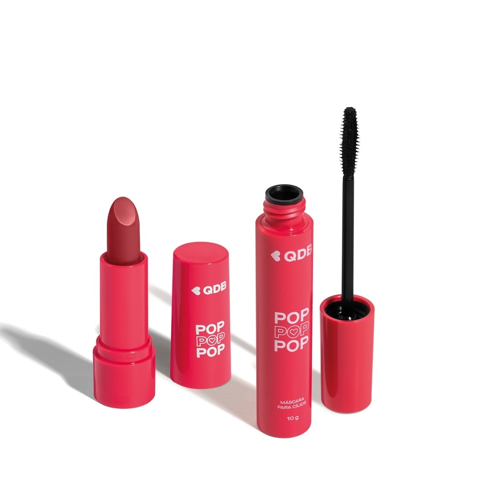 Combo Pop: Batom Cremoso Rosa Malva 3,6g Máscara de Cílios 10g — Maquiagem