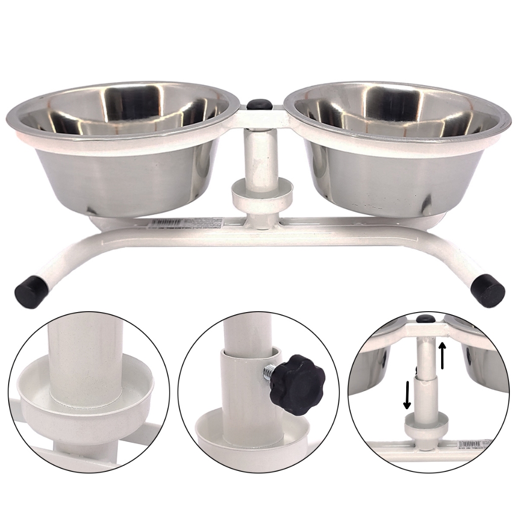 Comedouro Pet Duplo Tigela Inox 900ml Fercar — Acessórios Pet