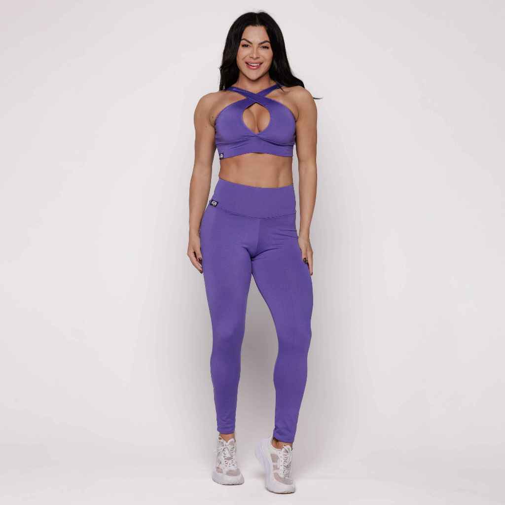 Conjunto Academia Fitness Basic II Roxo Treino Bojo Forro Duplo Aqn — Esporte e Lazer
