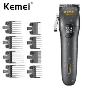 Cortador De Cabelo Profissional Lavável Kemei Elétrico Recarregável — Barba