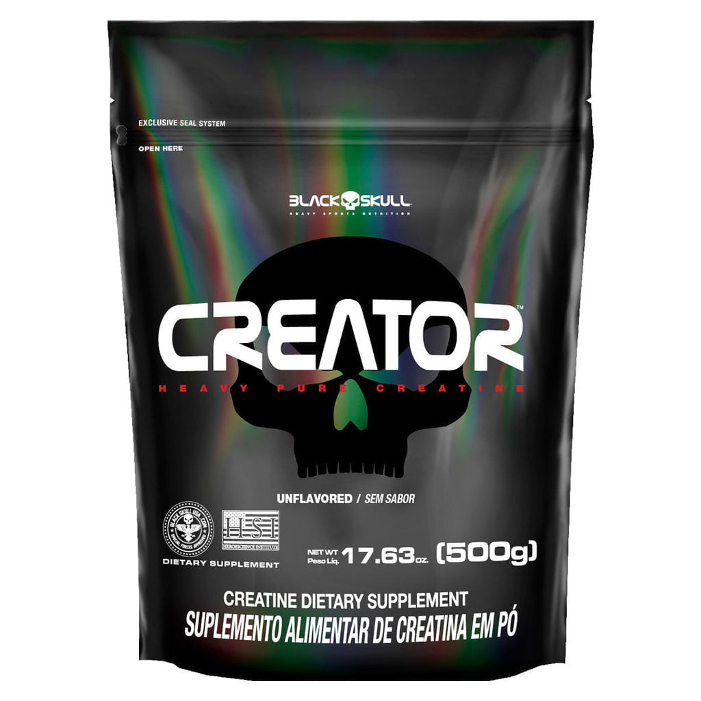 Creator Creatina Monohidratada Refil 500g Black Skull — Suplementos