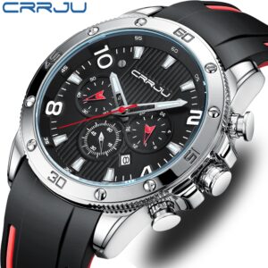 Crrju Moda Luxo Esportes Pulseira De Borracha Multifuncional Quartzo — Relógios e Óculos