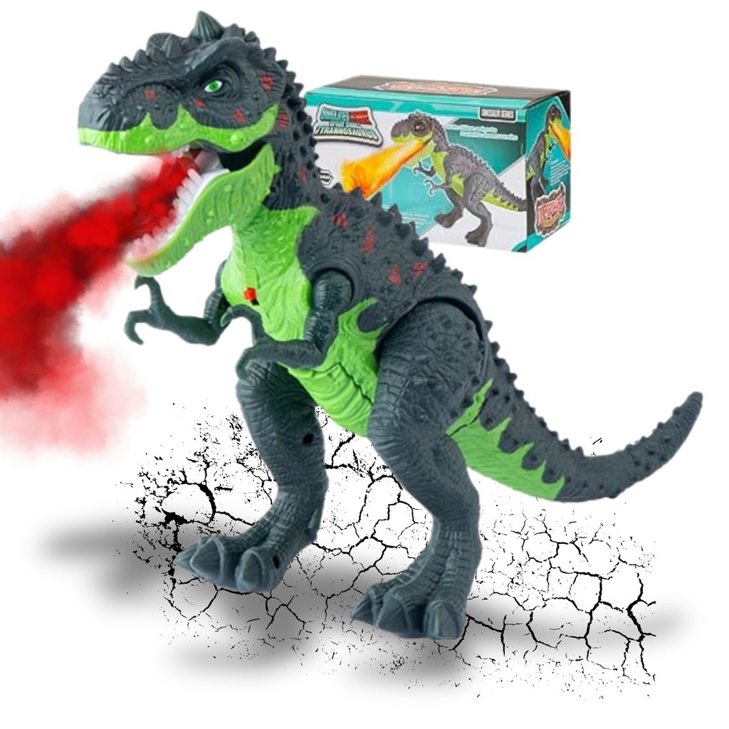 Dinossauro Rex Anda Solta Fumaça Luz E Som Brinquedo Realista