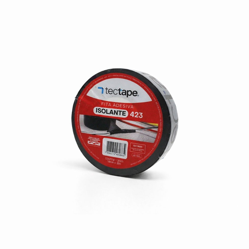 Fita Adesiva Isolante Tectape PVC 18mmX20m 423 Preta — Materiais de Construção