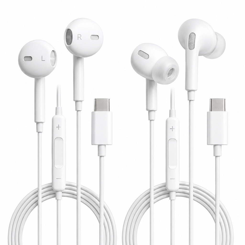 Fone de Ouvido Tipo C com Fio Microfone para iPhone 15 16 Samsung — Áudio e Fones
