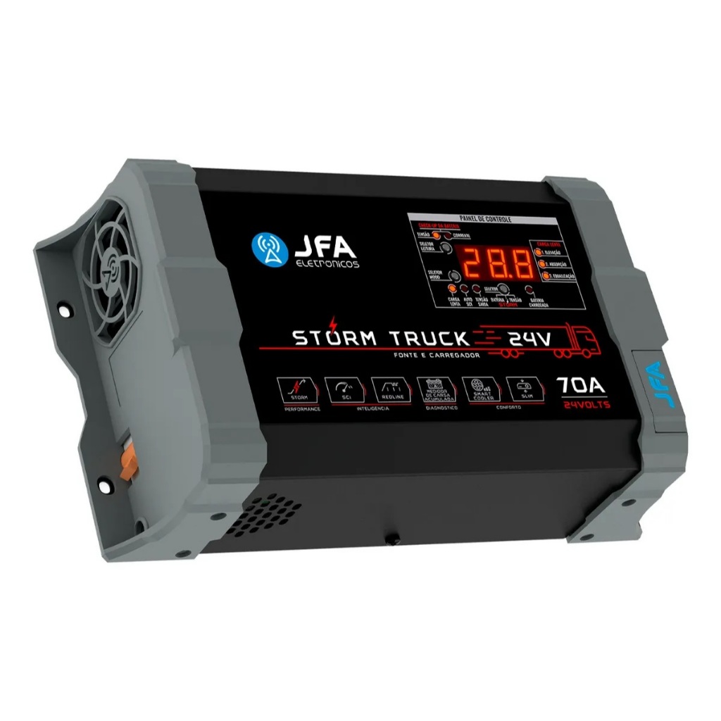 Fonte Carregador Jfa Storm Truck 24v Caminhão 100A 70A 35A Voltimetro — Celulares e Acessórios