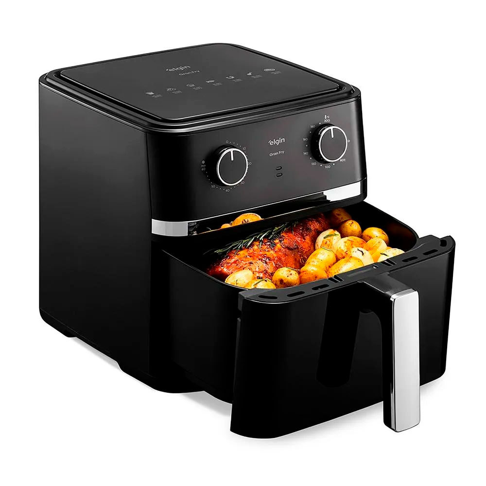 Fritadeira Air fryer 8 Litros Elgin Gran Fry 1.900W Preta Grelha — Cozinha e Utensílios