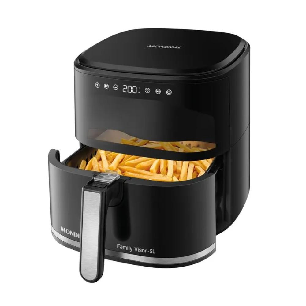 Fritadeira Sem Óleo Mondial Air Fryer Digital 5L Preto 2000W 127V — Cozinha e Utensílios