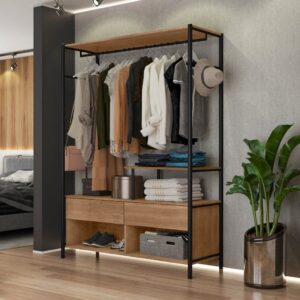 Guarda-Roupa Closet Industrial para Casal de Ferro 2 Gavetas 5 — Móveis