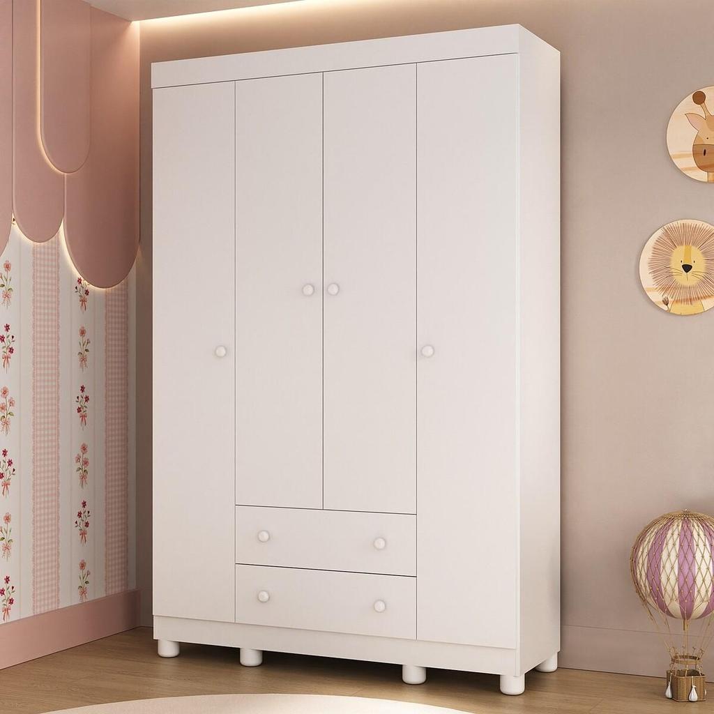 Guarda-roupa Infantil 122cm 4 Portas e 2 Gavetas Allegra Multimóveis — Moda Infantil