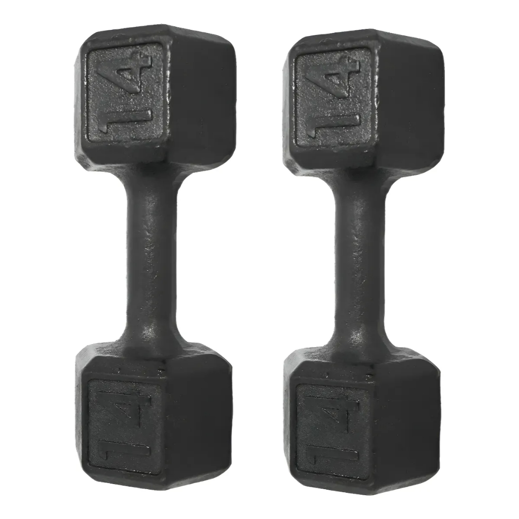 Halter Dumbell 14kg Sextavado Pintado Peso De Academia Para Treino — Esporte e Lazer