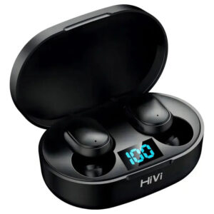 Hivi Fone De Ouvido Bluetooth 5.0 Par Sem Fio Duplo Cor Preto — Áudio e Fones