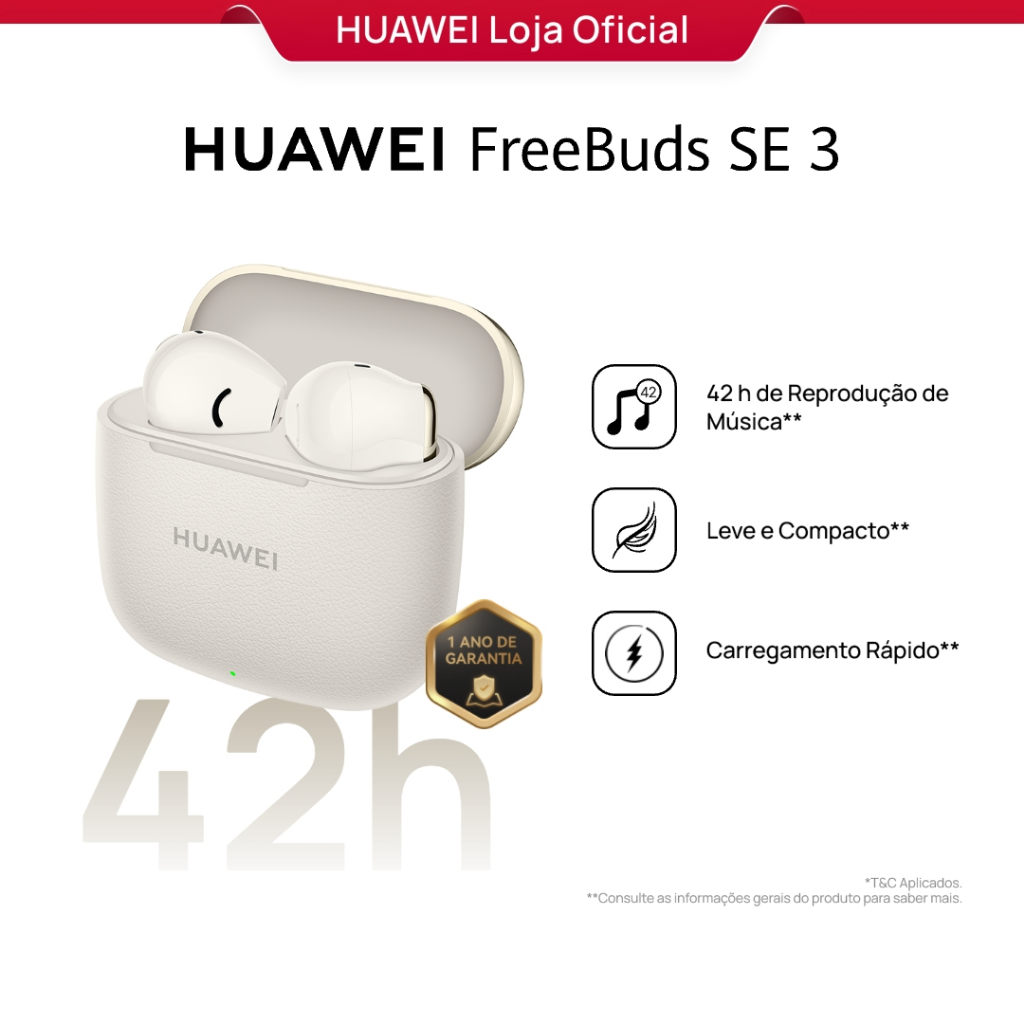Huawei FreeBuds SE 3 Fone de Ouvido Bluetooth Sem Fio 42 h de — Áudio e Fones