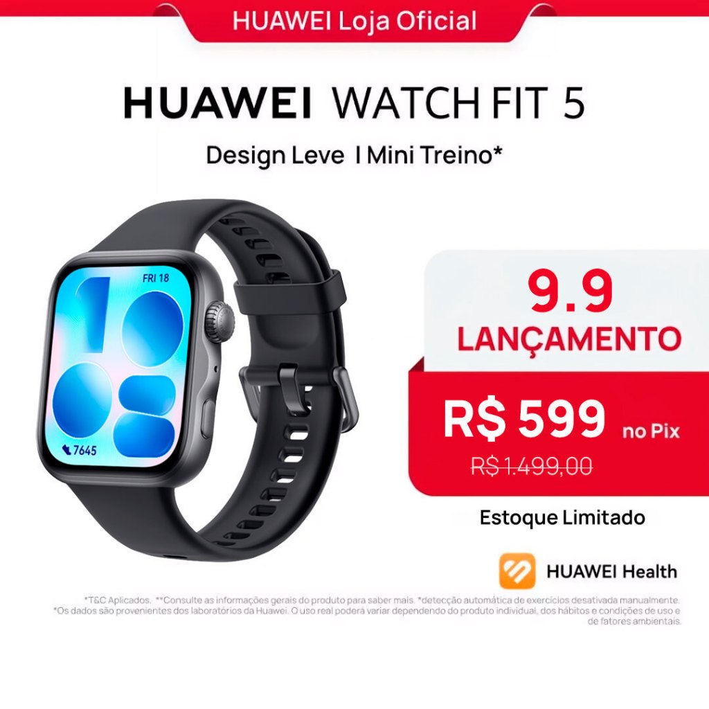 Huawei Watch Fit 5 Smartwatch Relogio Amoled de 182" Design Leve Mini