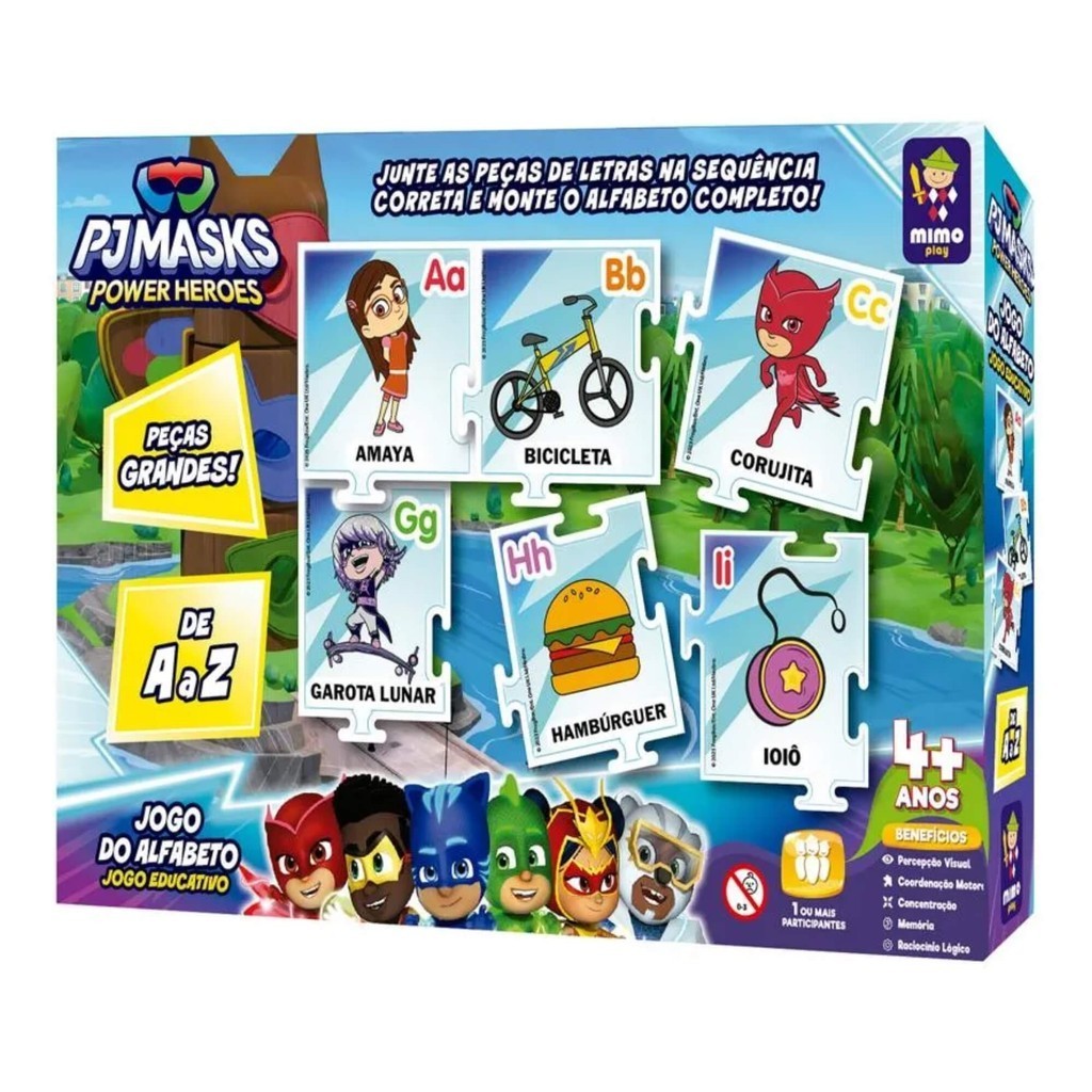 Jogo do Alfabeto Infantil Educativo PJ Masks Mimo Toys Brinquedo — Brinquedos