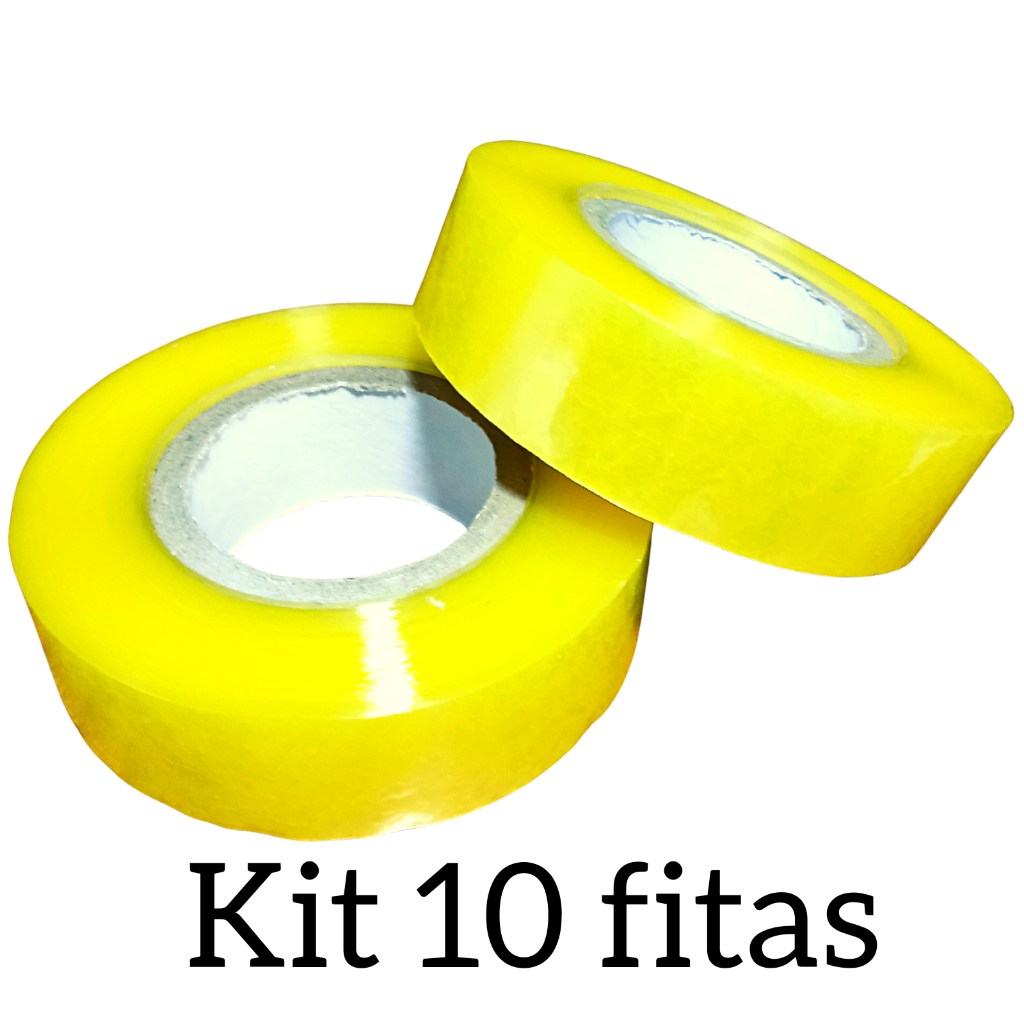 Kit 10 Fita Adesiva Transparente 500 Metros Larga Para Embalagens — Materiais de Construção