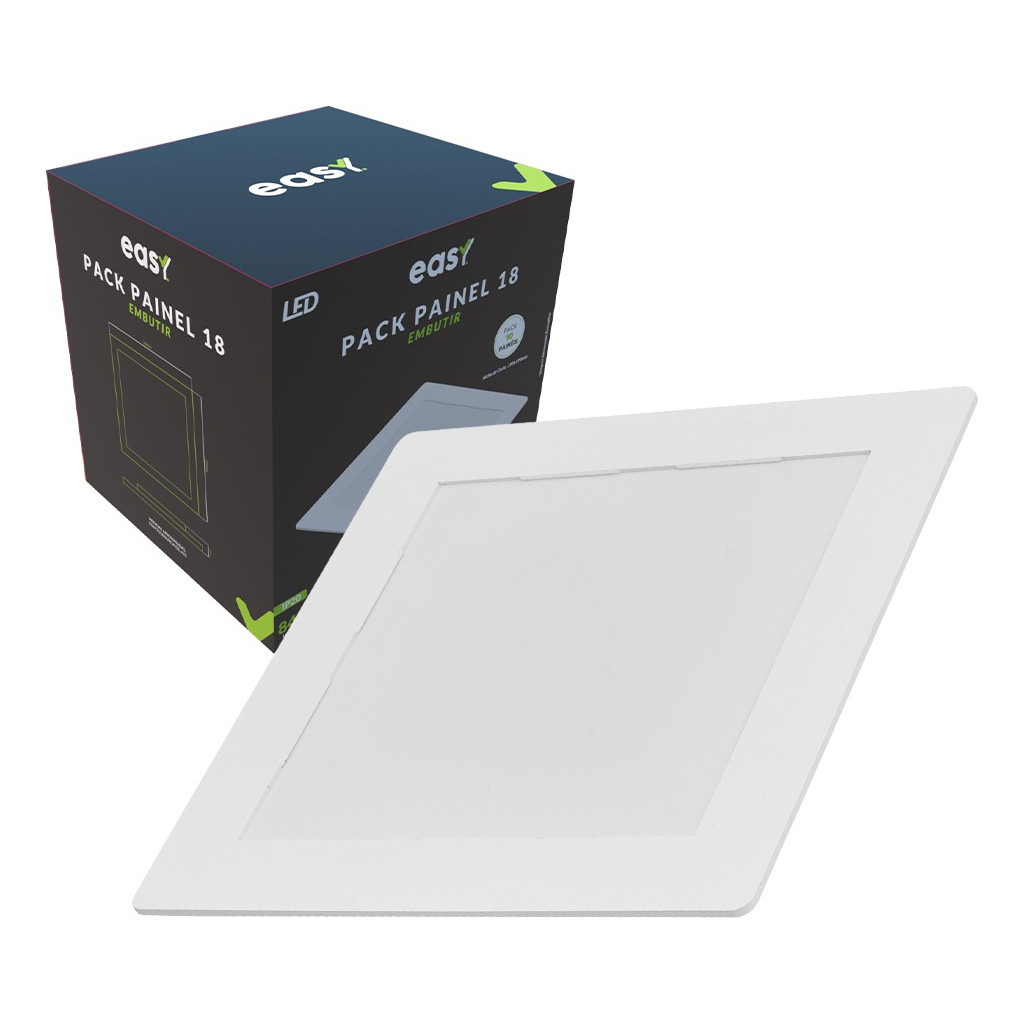 Kit 10 Plafon Luminária Painel Led Embutir Branco 18w 6500K Luz — Decoração