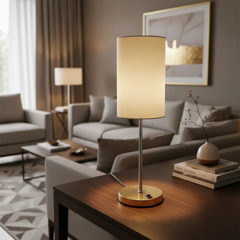 Kit 2 Abajur Luminária de Mesa Redondo Dourado alumínio Com — Decoração