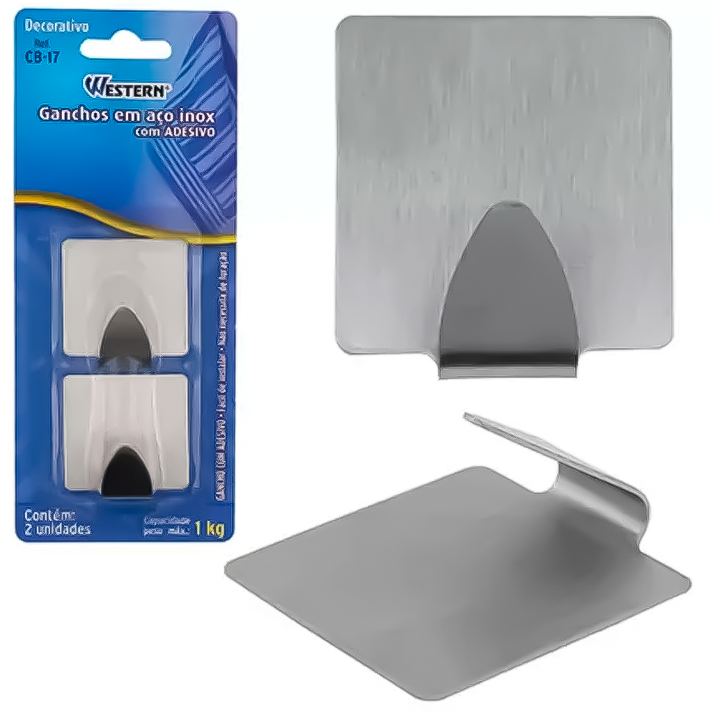 Kit 2 Ganchos Porta Toalha Em Aço Inox Com Adesivo Dupla Face Parede — Organização