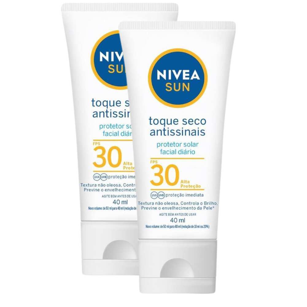 Kit 2 Protetor Solar Facial Nivea Sun Toque Seco Antissinais Fps 30 — Skincare