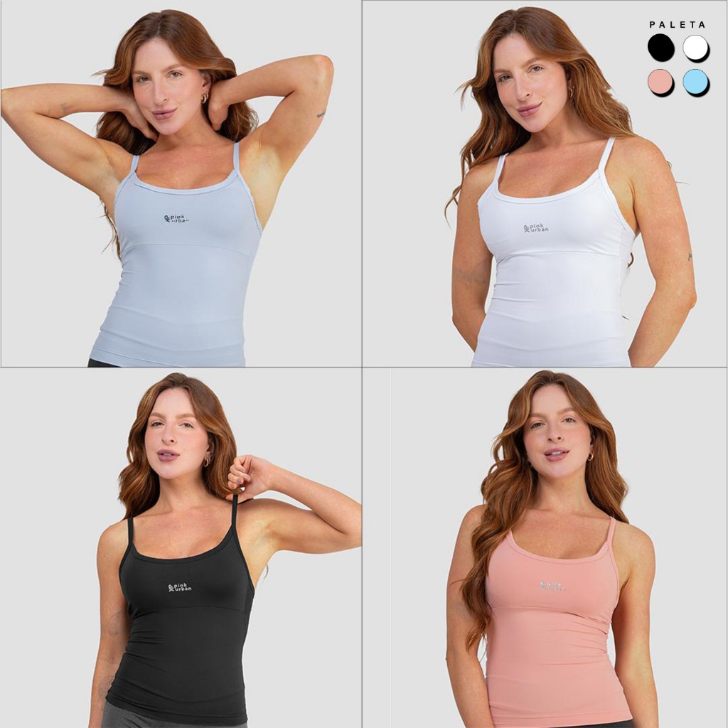 Kit 4 Regata Camiseta Alcinha Fitness Feminino Liso Poliamida Tank — Esporte e Lazer