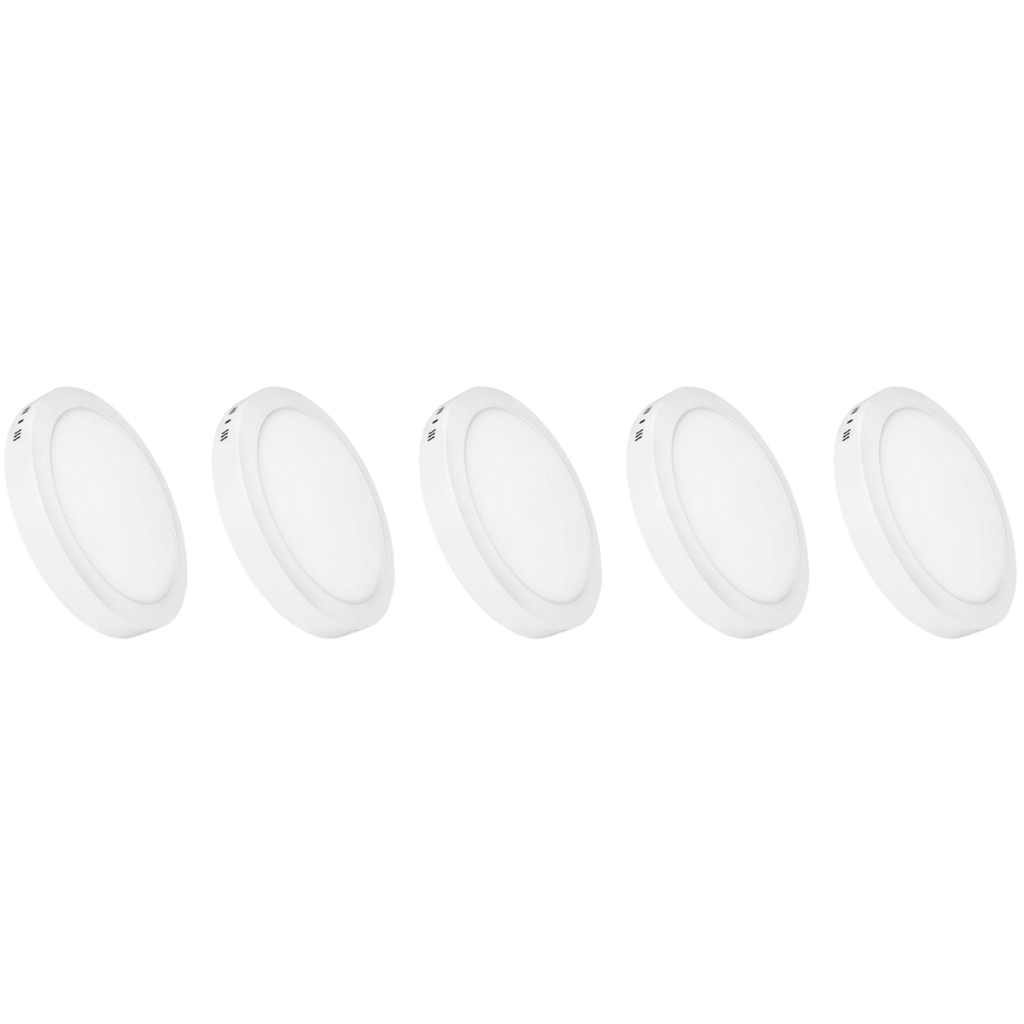 Kit 5 Luminária Painel Plafon Led Sobrepor Redondo 12w Bivolt — Decoração