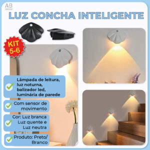 Kit 6 Luminária Arandela Led Concha Inteligente Com Sensor de Luz e 3