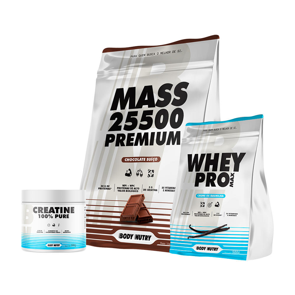 Kit Academia Completo (Hipercalórico Whey Creatina 100% Pura) Body — Suplementos