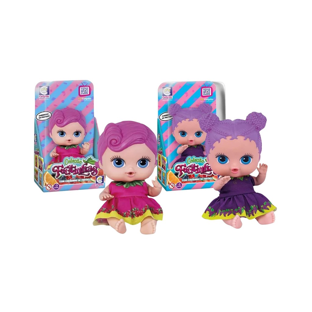 Kit Brinquedo Infantil Bonecas 19cm Coleção Frutinhas Uva e Groselha — Brinquedos