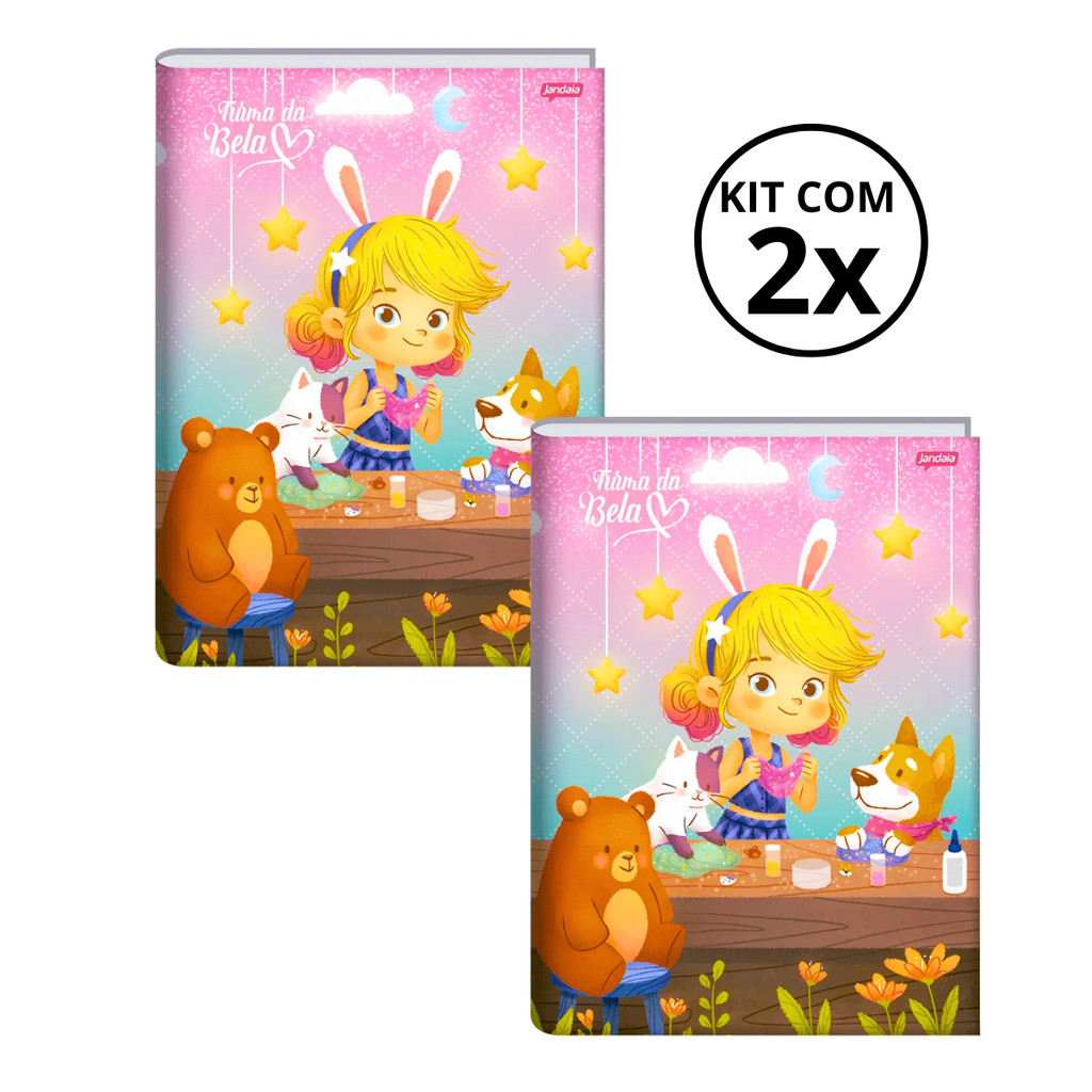 Kit Com 02 Cadernos Brochura 80 Folhas Turma da Bela Jandaia — Brinquedos