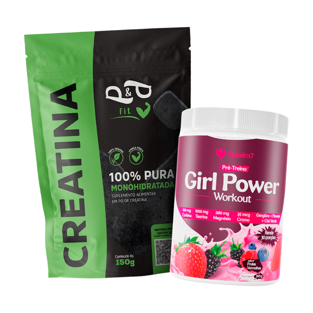Kit Creatina 100% Pura Monohidratada 150g Pré Treino Feminino Girl — Suplementos