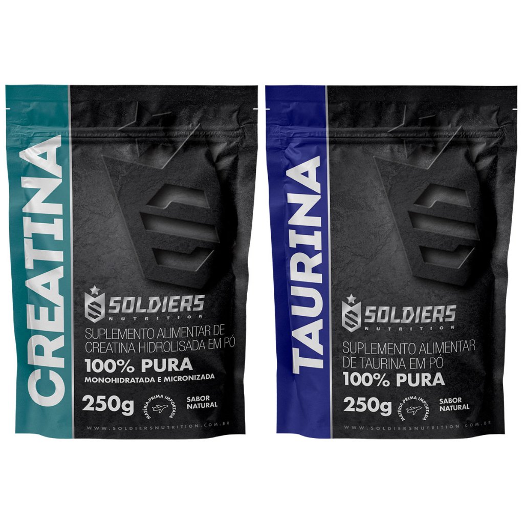 Kit Creatina 250g Taurina 250g 100% Pura Soldiers Nutrition