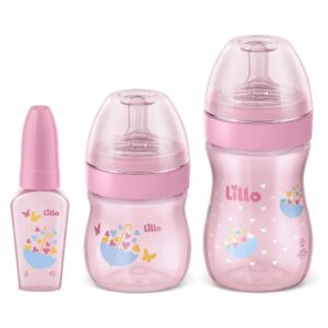 Kit de Mamadeira Primeiros Passos 50 150 240ml Rosa Lillo — Alimentação Infantil