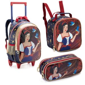 Kit Escolar das Princesas Mochila Rodinha Lancheira e Estojo — Bolsas e Mochilas