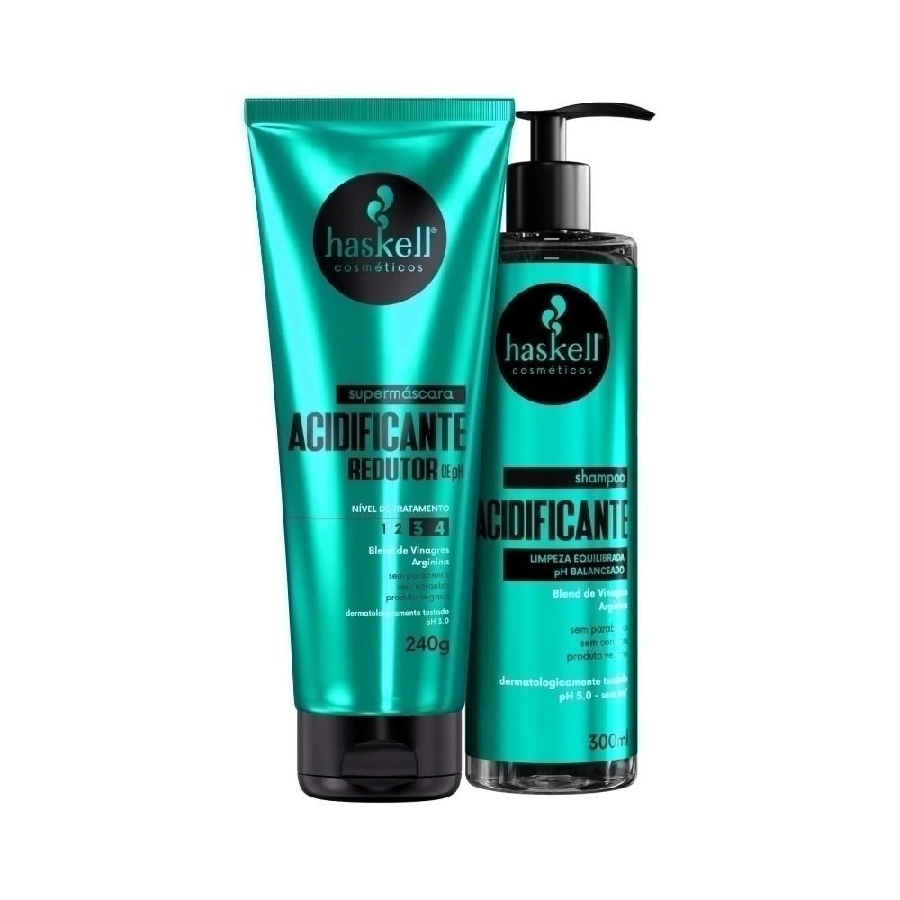 Kit Haskell Acidificante 2 Peças: Shampoo Supermáscara Tratamento — Cabelos
