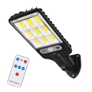 Kit Mini Luminária Solar Parede Refletor 108COB Controle Sensor Prova